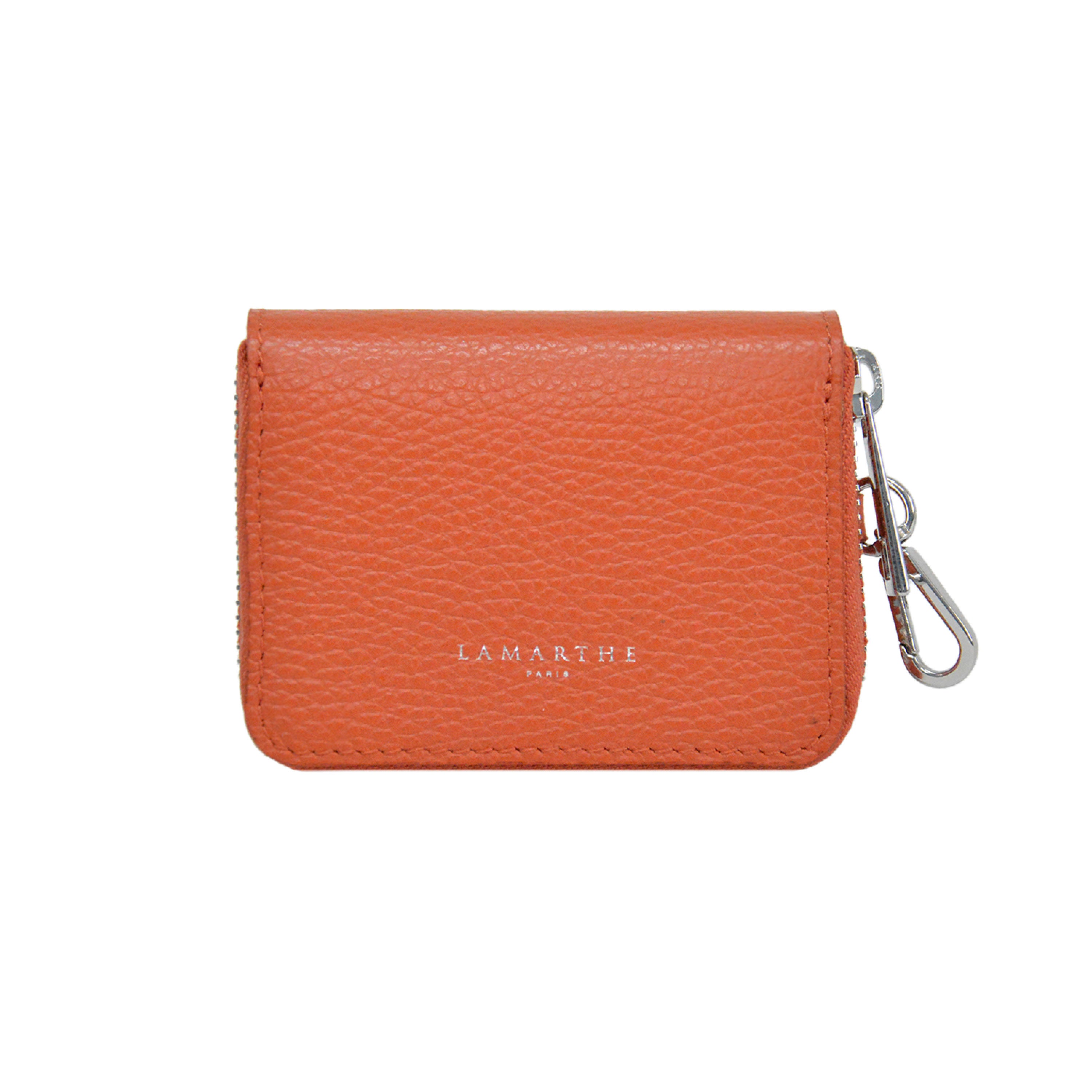 Lamarthe Saphir Kartenetui Orange Narbenleder