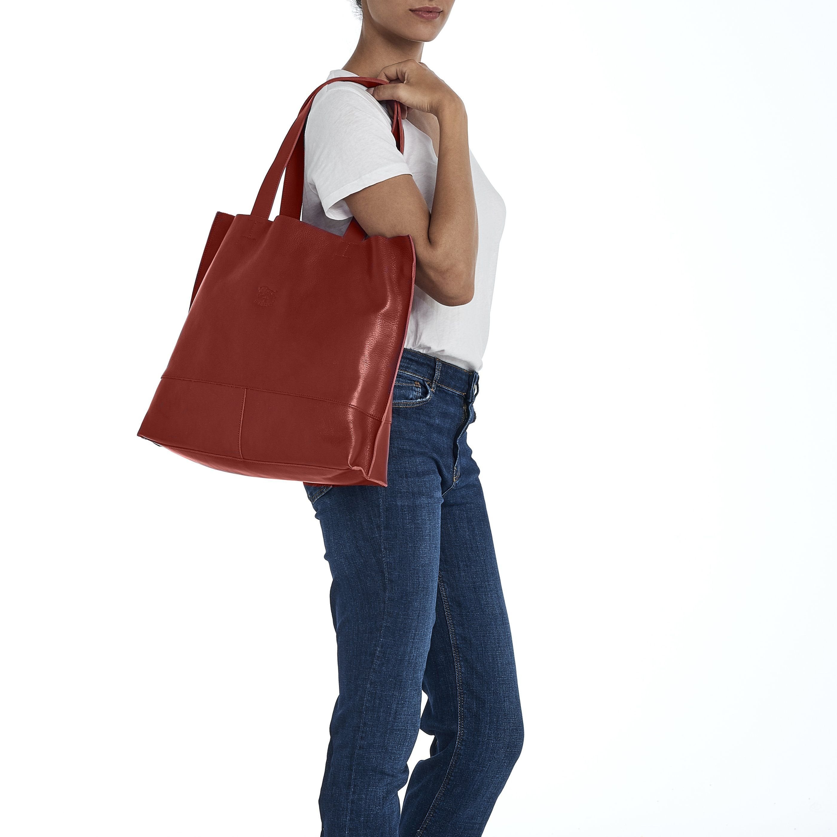 Il Bisonte Talamone Shopper Damen Rot Vollleder