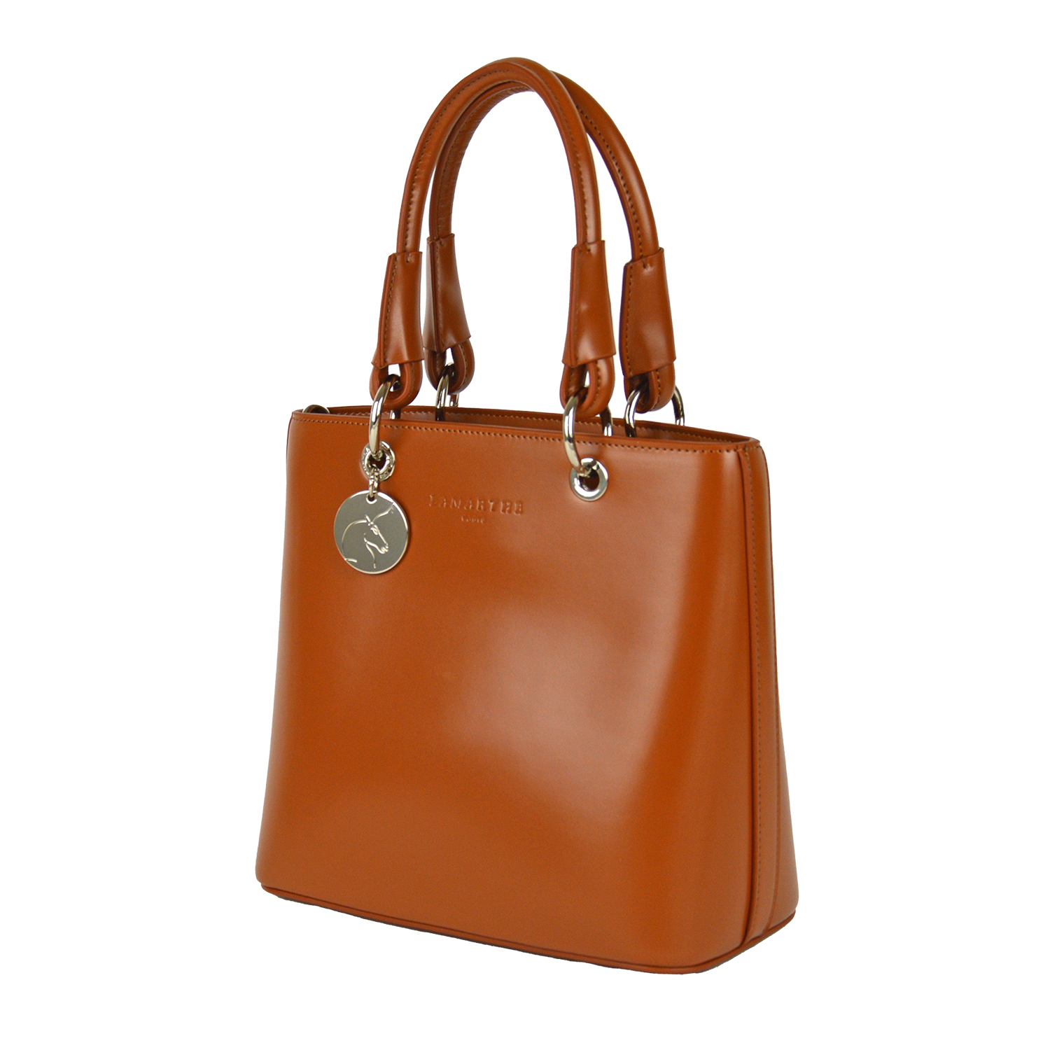 Lamarthe Caprice Handtasche Cognac Spaltleder 24 cm