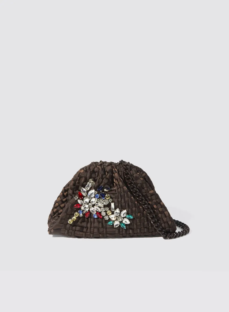 Maria la Rosa Crystal Mini Bag Clutch Natural Stein