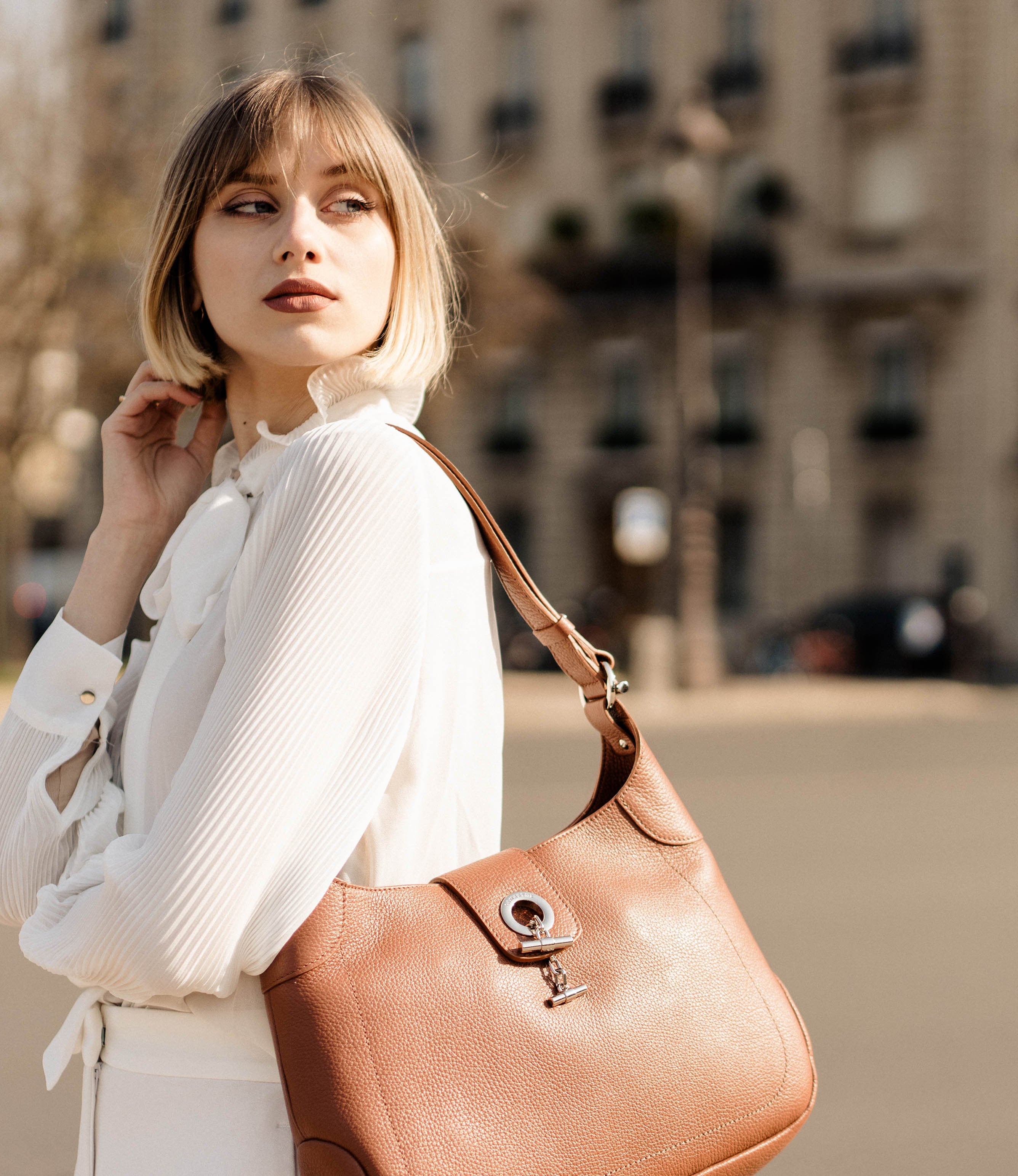 Lamarthe Paris Umhängetasche Cognac Vollleder