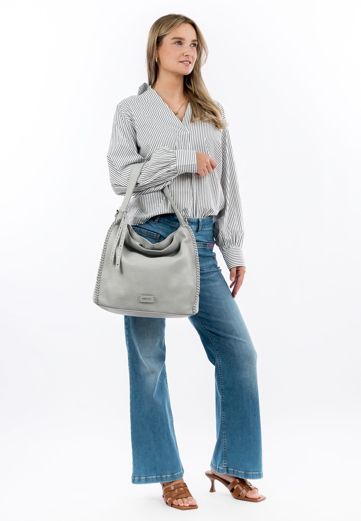 SURI FREY Franzy Hobo Bag M Schultertasche Lightgrey