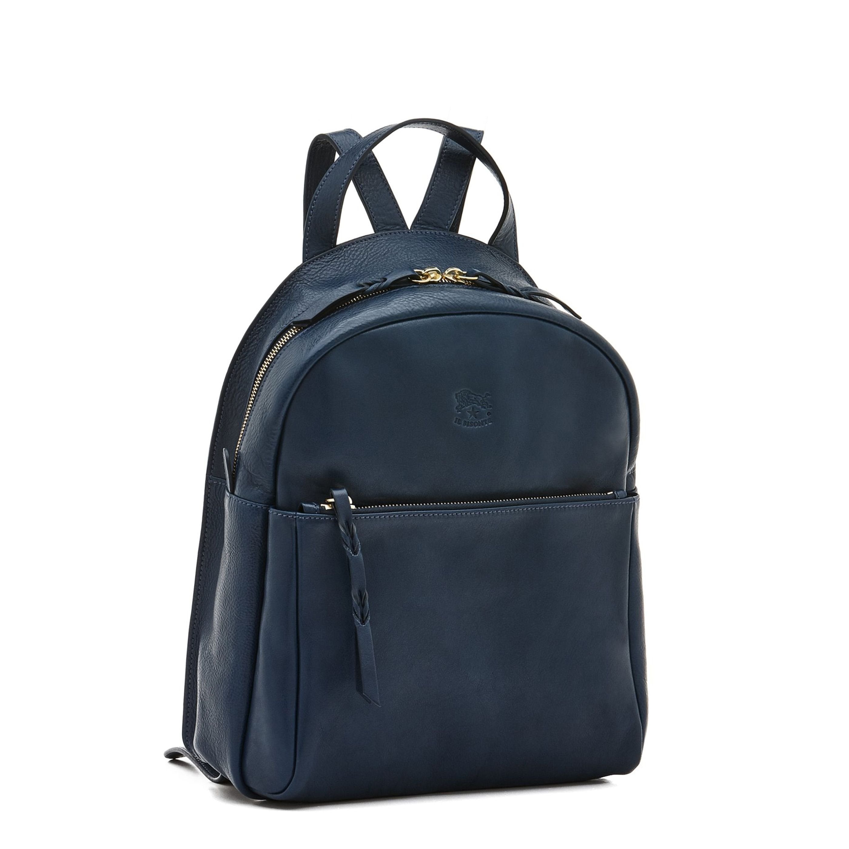 Il Bisonte Lungarno Rucksack Blau Damen Vollleder