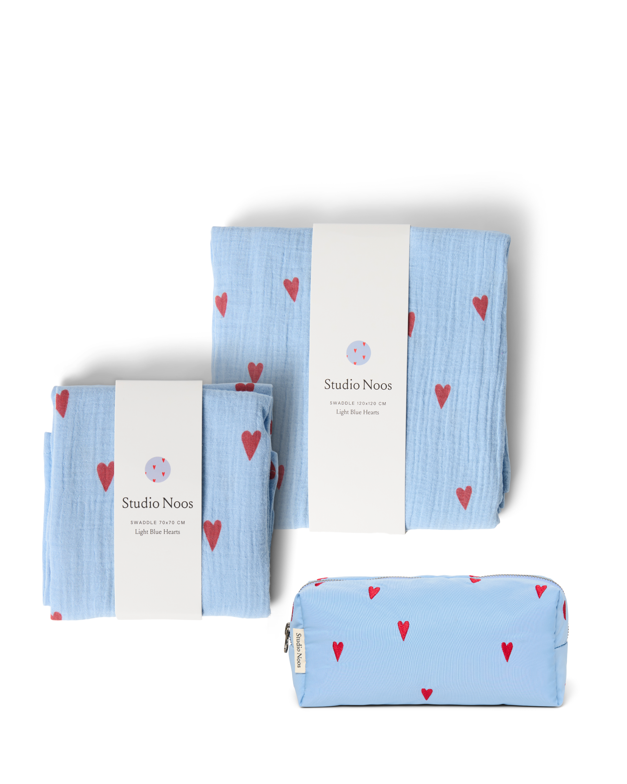 Studio Noos Newborn Essential Geschenkset Light Blue Hearts