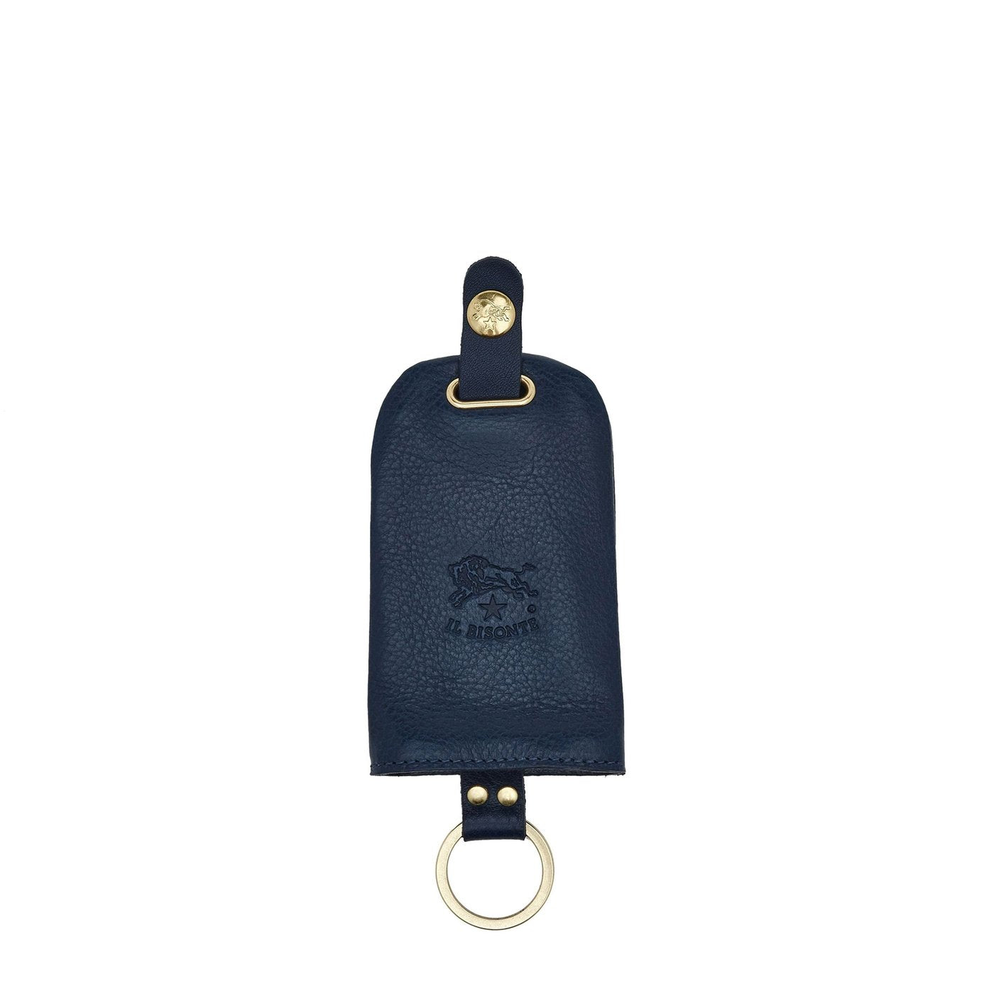 Il Bisonte Schlüsselanhänger Leder Blau mit Messingring
