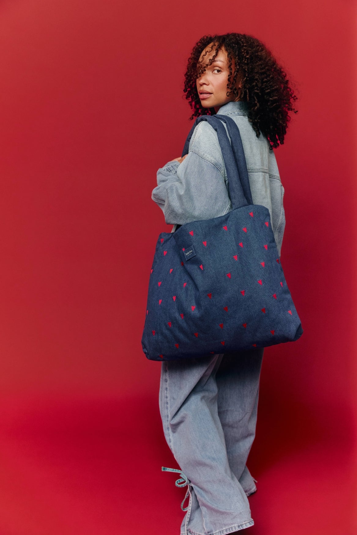 Studio Noos Denim Mom Bag Wickeltasche Dunkelblau