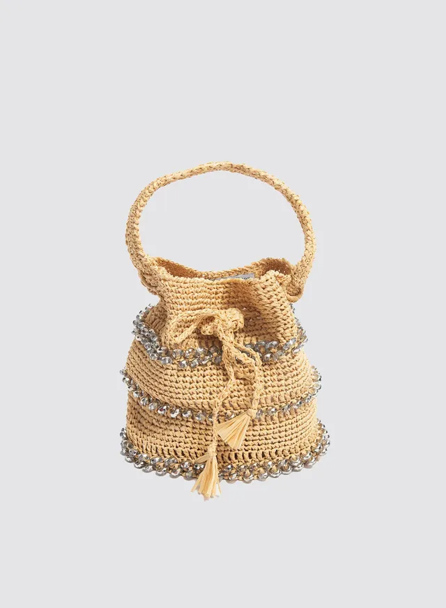 Maria la Rosa Crystal Bucket Eimertasche Weiß Steine