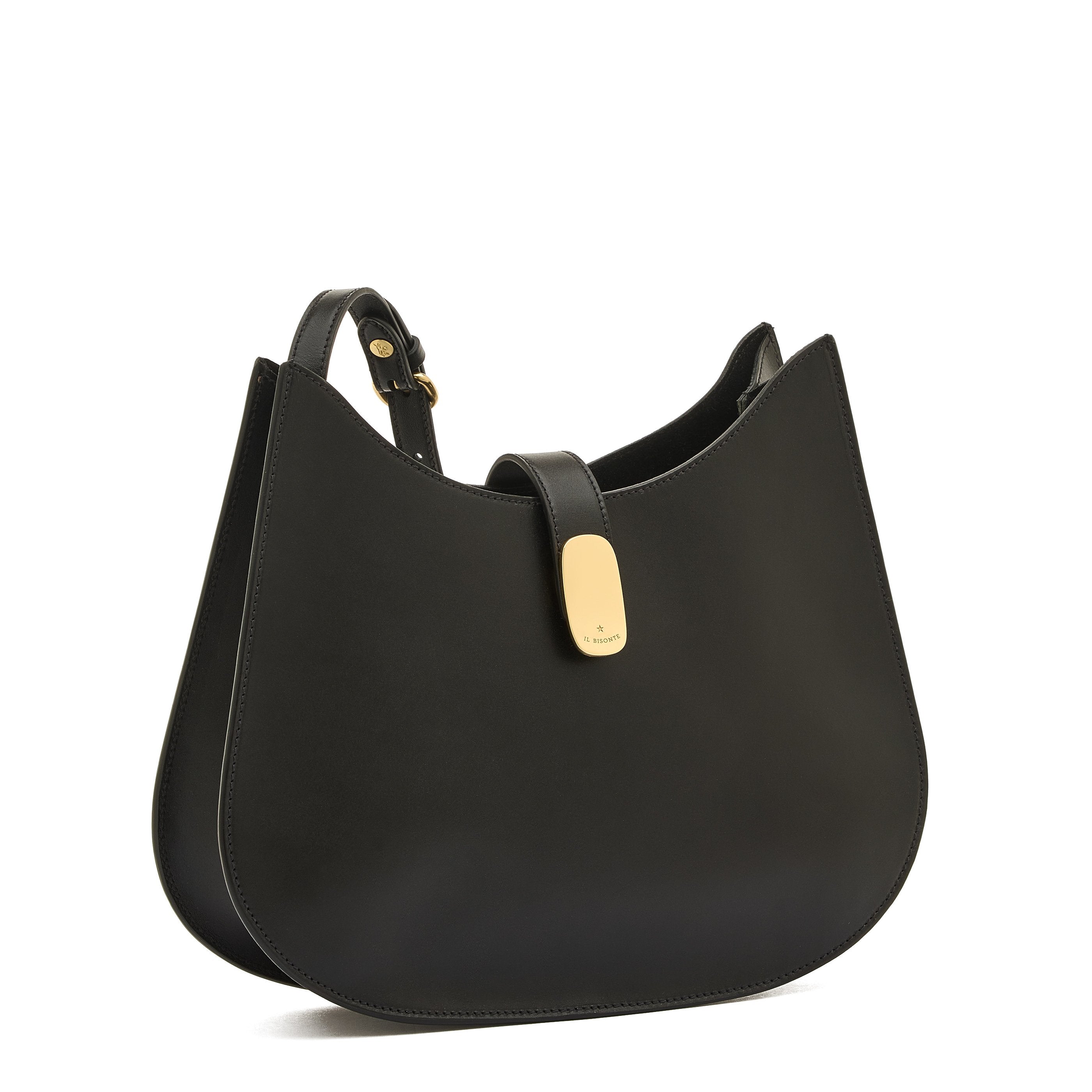 Il Bisonte Atelier Hobo-Tasche nero Messing-Verschluss