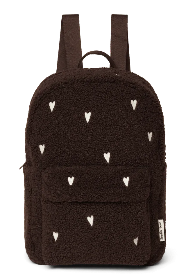 Studio Noos Teddy Midi Rucksack Chocolate Hearts Braun