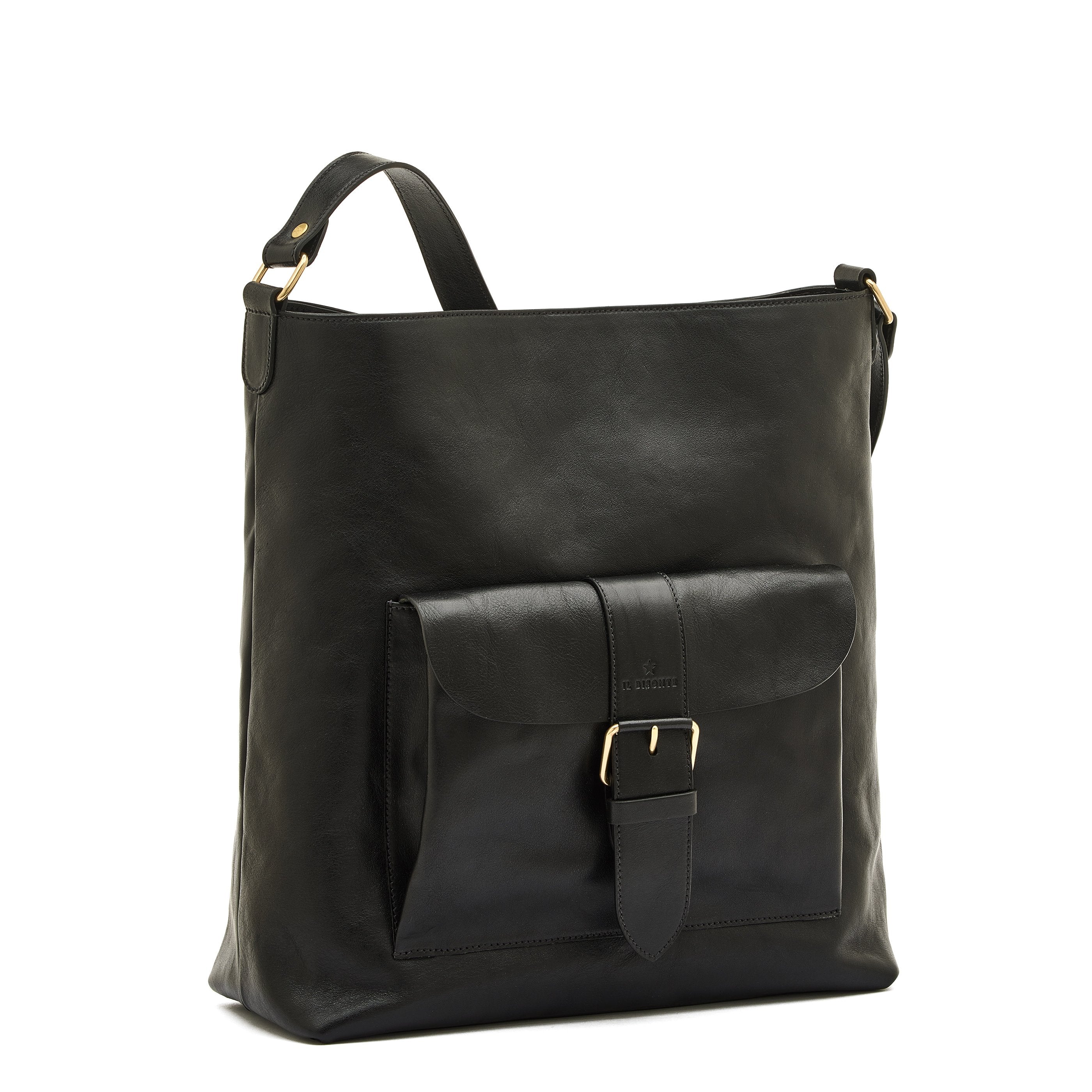 Il Bisonte 1990 Schultertasche Damen Schwarz Vollleder