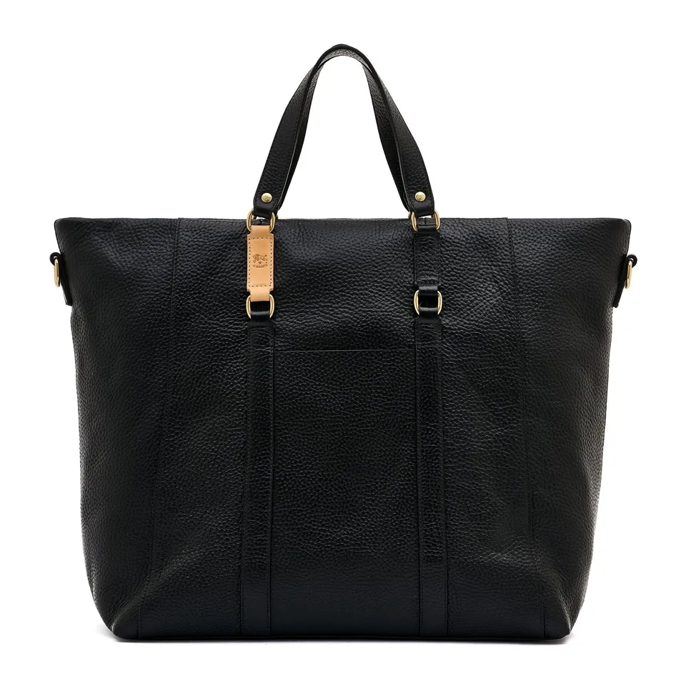 Il Bisonte Segno Shopper Herren Schwarz Leder