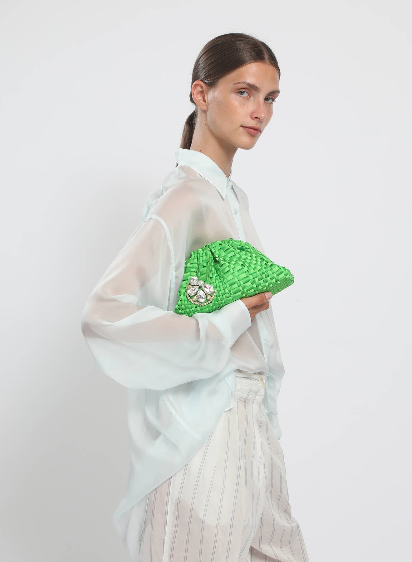 Maria la Rosa Lemon Mini Bag Clutch Schwarz Bandgewebe
