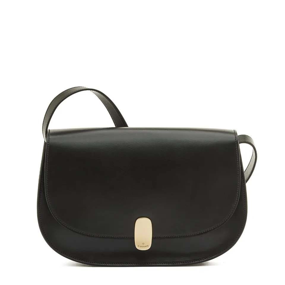 Il Bisonte Atelier Schultertasche Rindsleder Schwarz