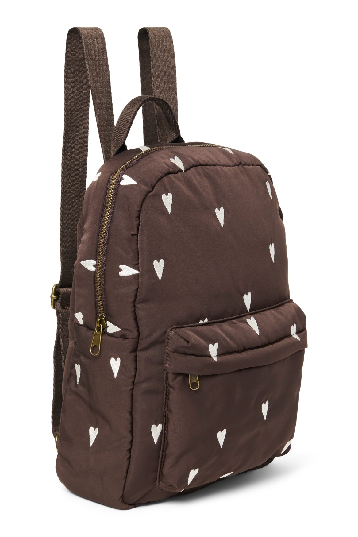 Studio Noos Puffy Midi Backpack Rucksack Brown Hearts Kinder