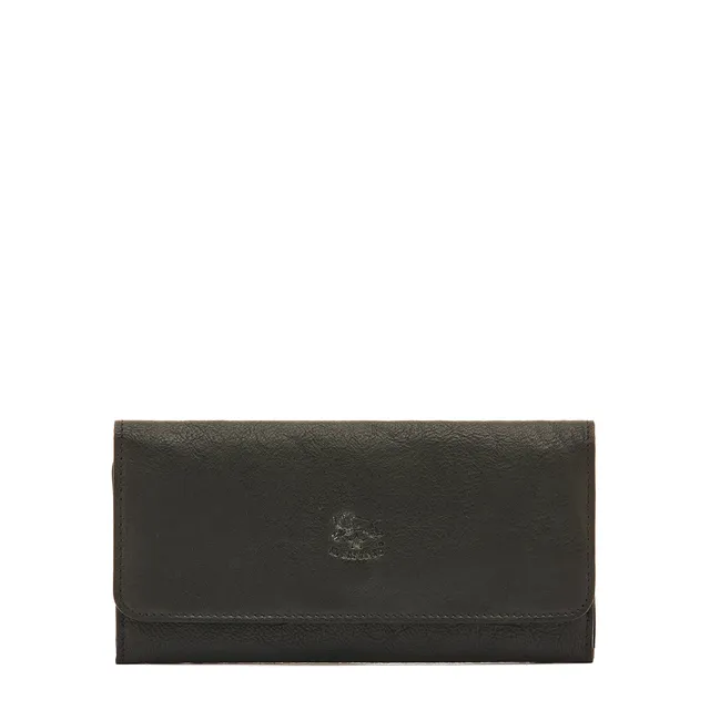 Il Bisonte Continental Geldbörse Schwarz Vollleder