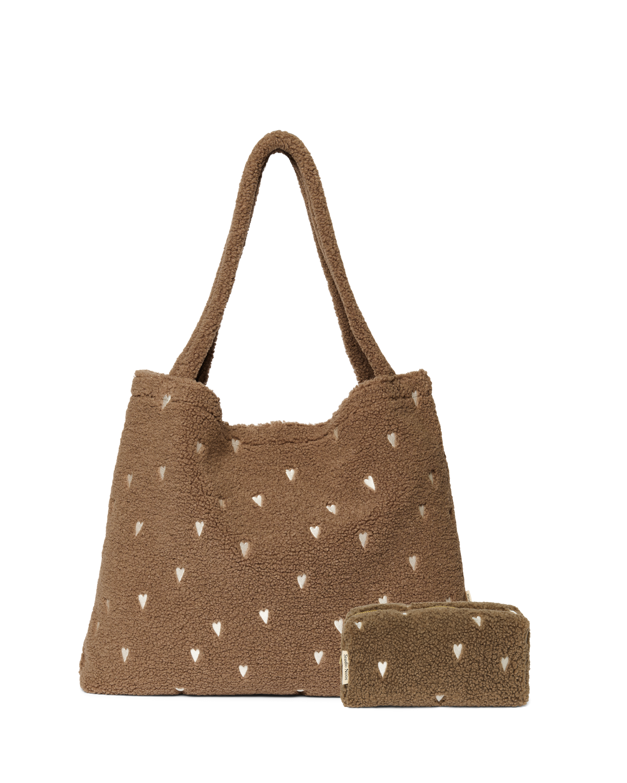 Studio Noos Classic Teddy Geschenkset Brown Hearts Tasche
