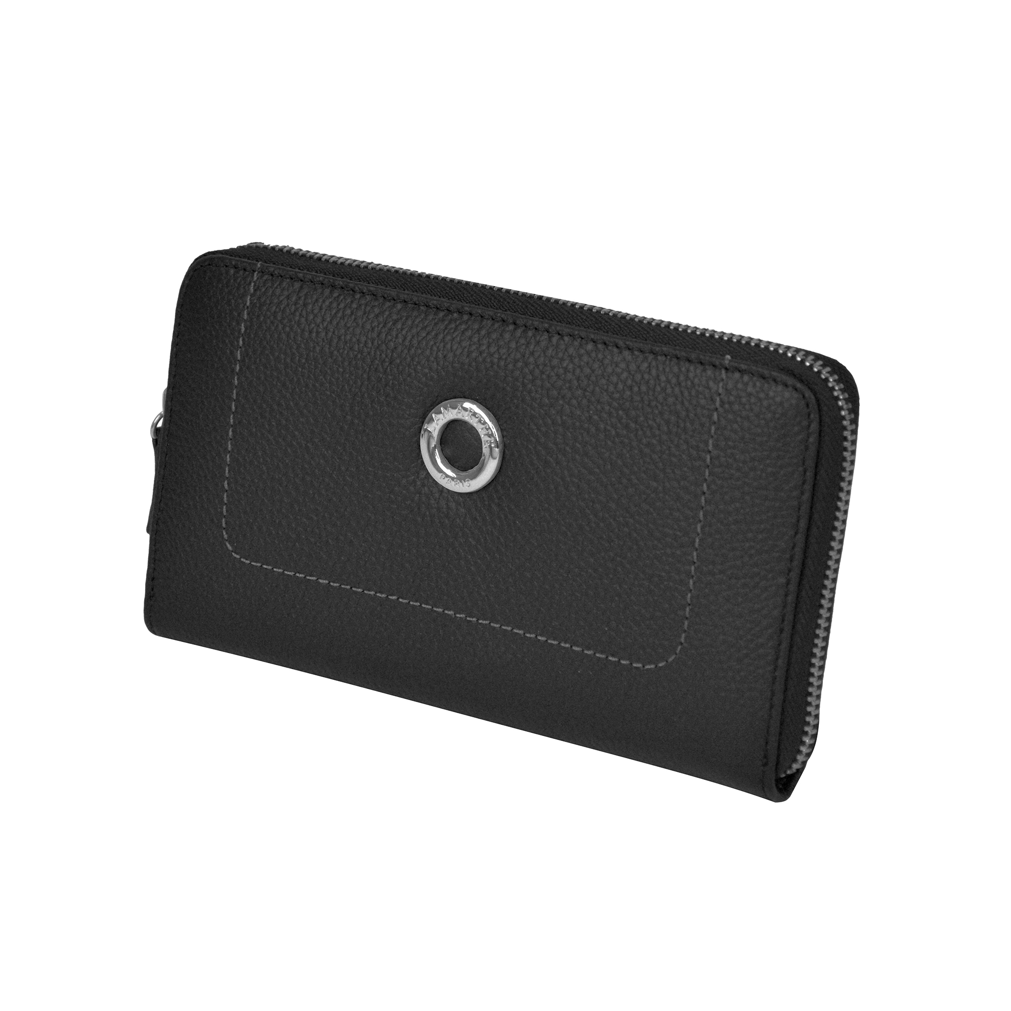 Lamarthe Paris Portemonnaie Leder Schwarz 19cm