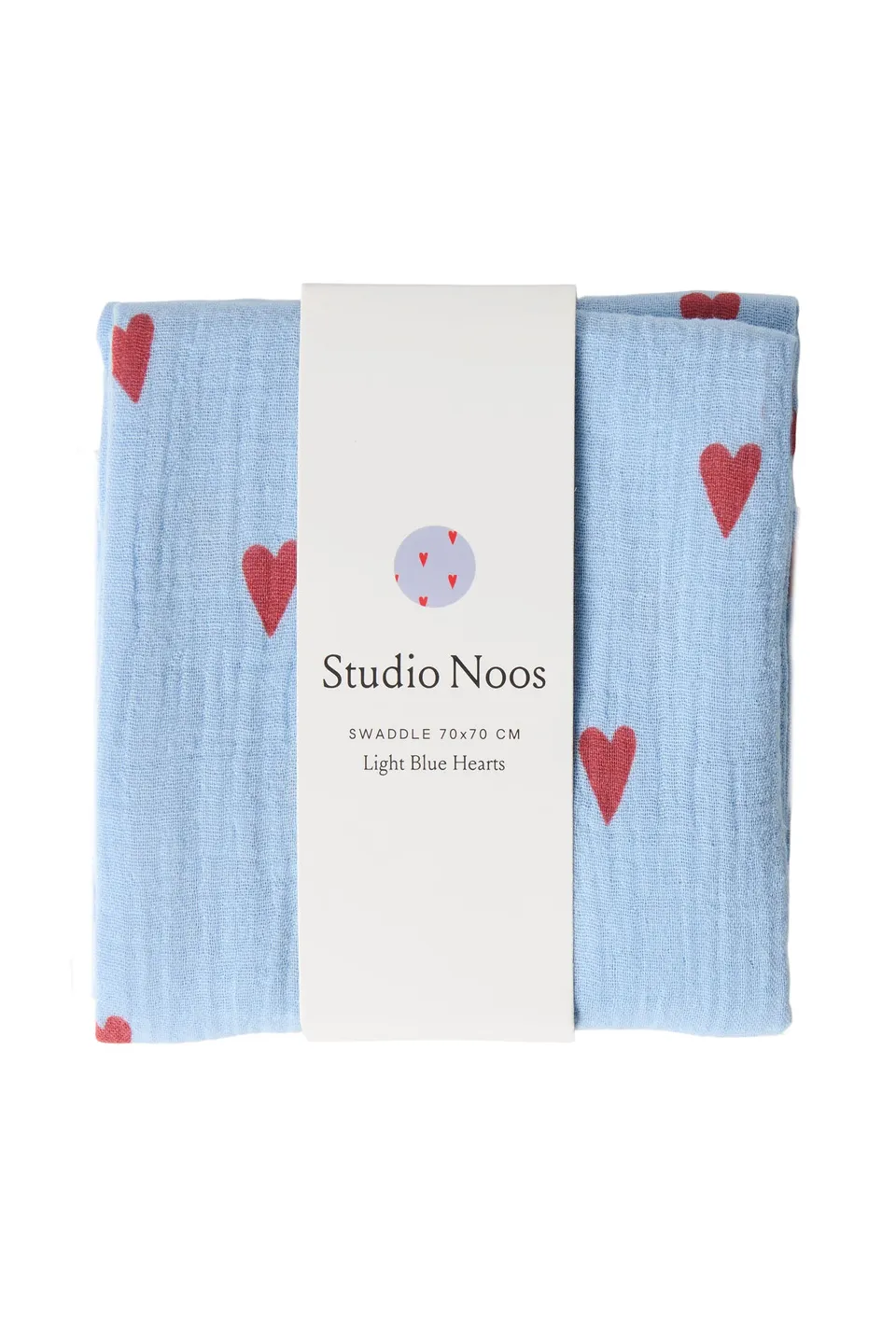 Studio Noos Swaddle Print Medium Mulltuch Light Blue Hearts