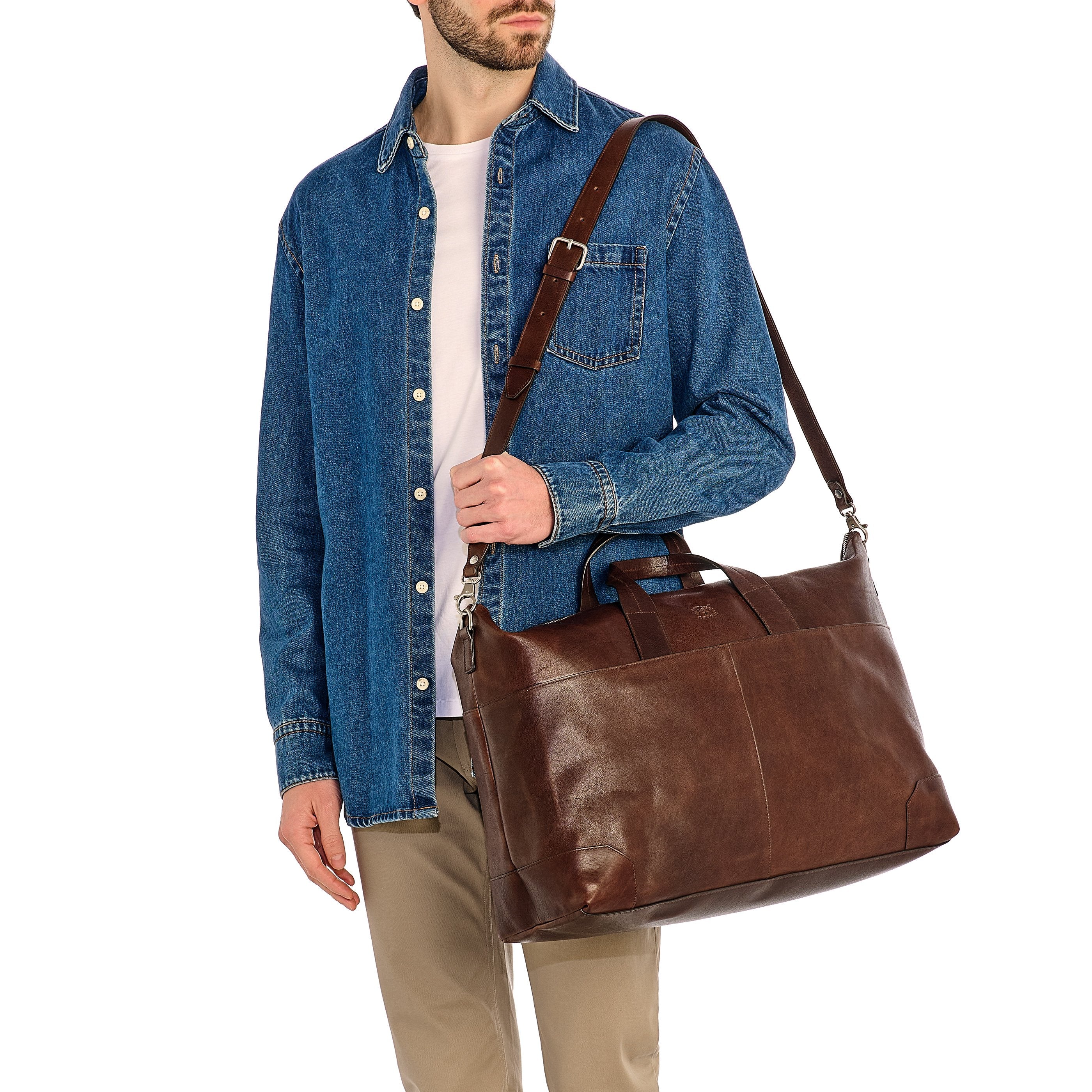 Il Bisonte Galileo Reisetasche Caffè Vintage-Vollleder