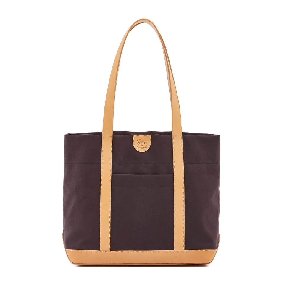 Il Bisonte Schultertasche Stoff Blau Natur Leder
