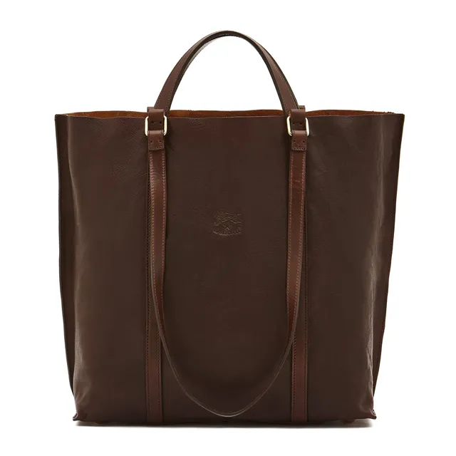 Il Bisonte Handtasche kaffee braun Vollleder Henkel