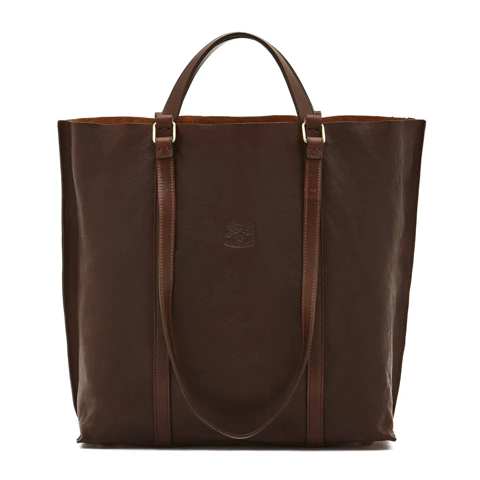 Il Bisonte Handtasche kaffee braun Vollleder Henkel
