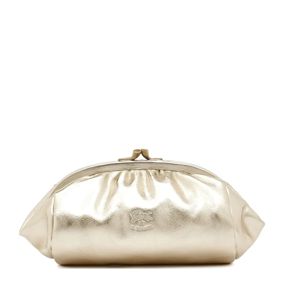 Il Bisonte Beauty Case Platin Metallic-Leder