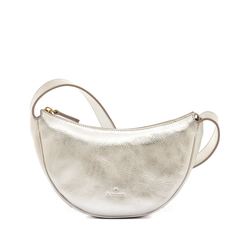Il Bisonte Oliveta Hobo Silber Metallicleder