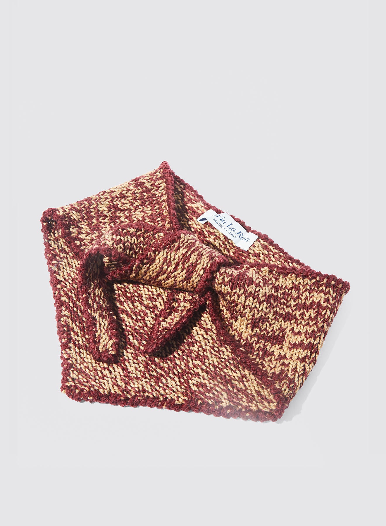 Maria la Rosa Bandana Melange Tuch Bordeaux Wolle