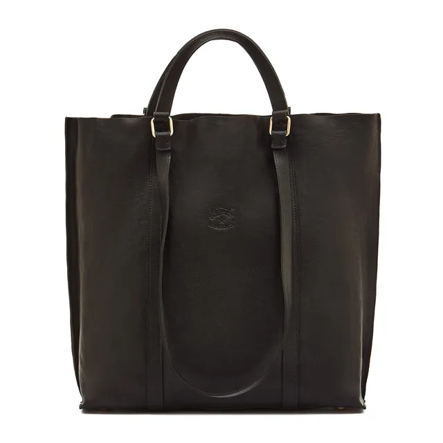 Il Bisonte Handtasche Rindsleder schwarz Vollleder