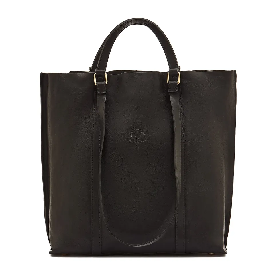 Il Bisonte Handtasche Rindsleder schwarz Vollleder