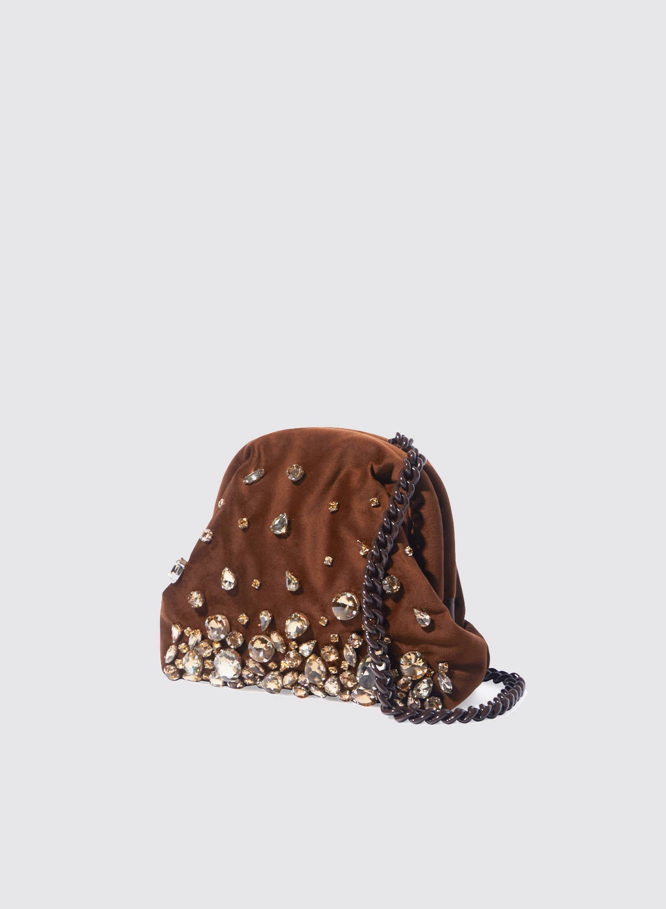 Maria la Rosa Pepita Mini Bag Clutch Braun Samt
