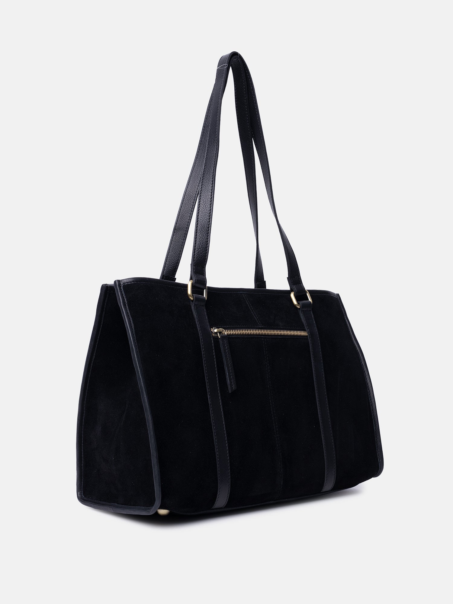 RE:DESIGNED Sola Schultertasche Schwarz Wildleder