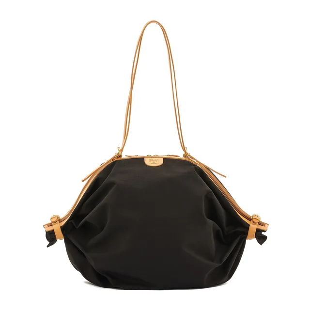 Il Bisonte Caramella Schultertasche Schwarz Vollleder