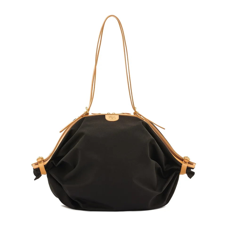 Il Bisonte Caramella Schultertasche Schwarz Vollleder