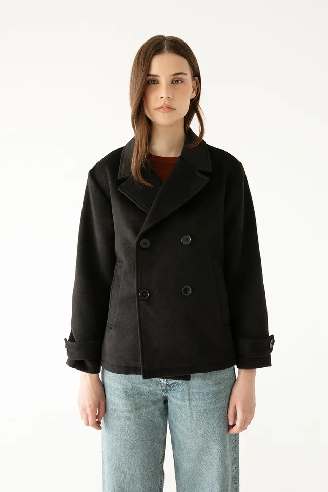 Matt & Nat Ria Wollmantel Damen schwarz vegan