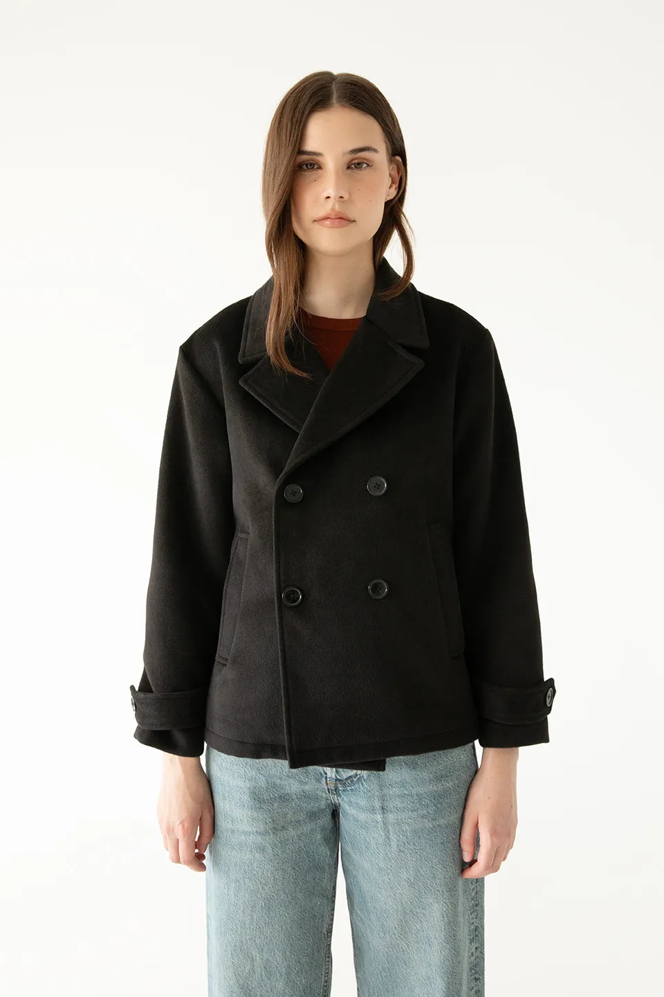 Matt & Nat Ria Wollmantel Damen schwarz vegan