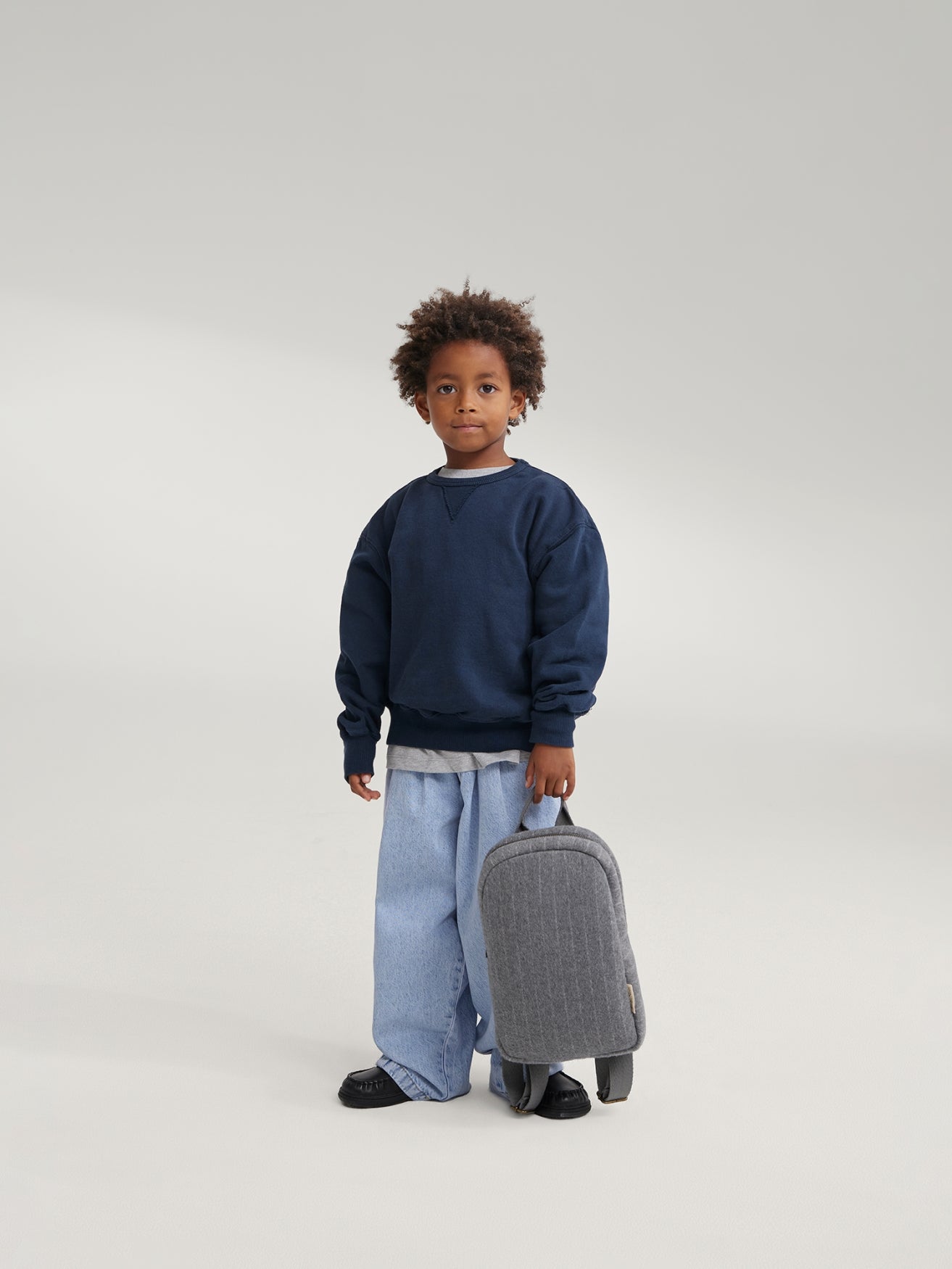 Studio Noos Flannel Chalkstripe Mini Rucksack Hellgrau