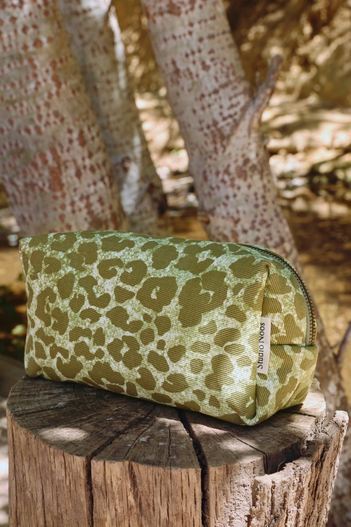 Studio Noos Cotton Pouch Green Leopard Kosmetiktasche