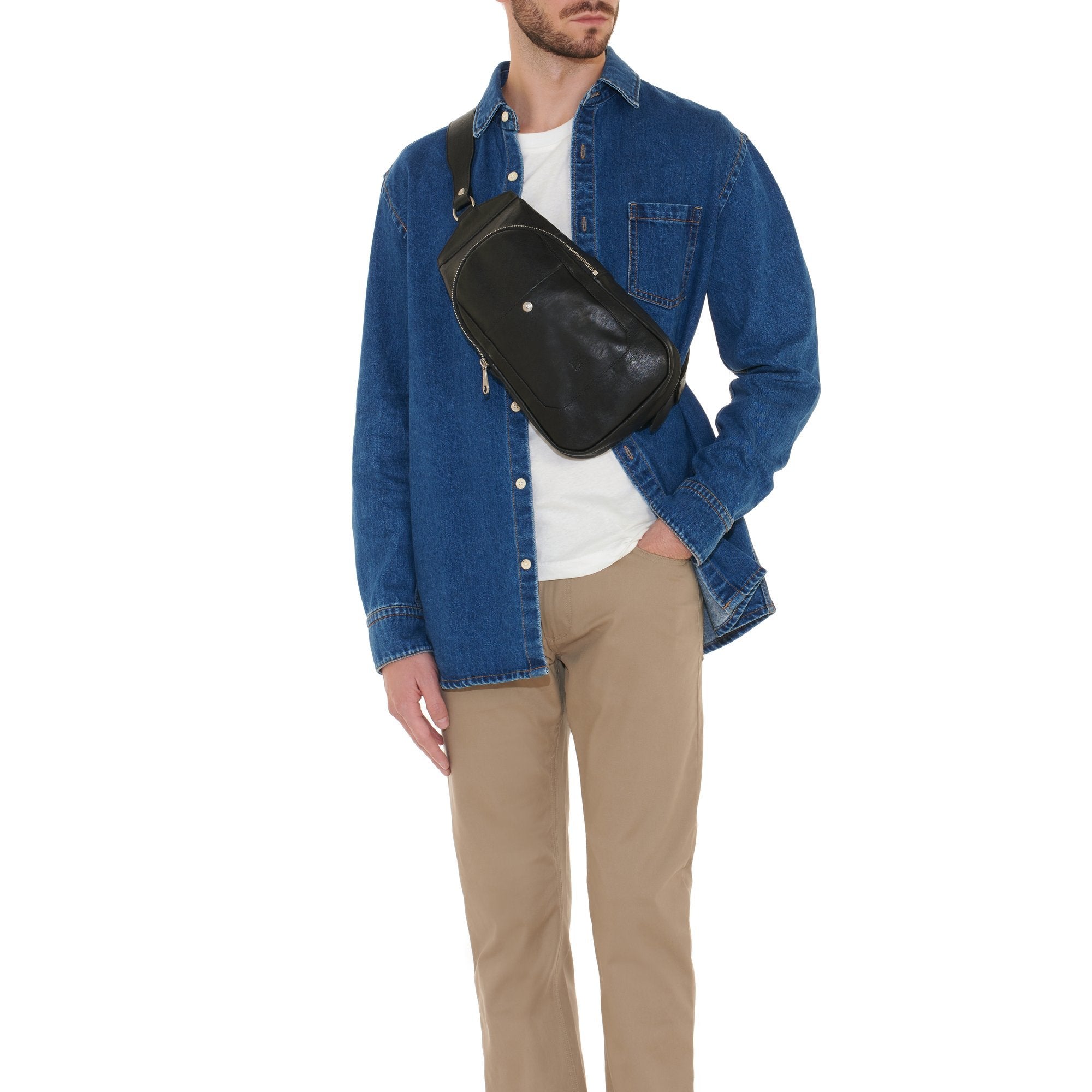 Il Bisonte Cosimo Rucksack Schwarz Einschulter Vollleder
