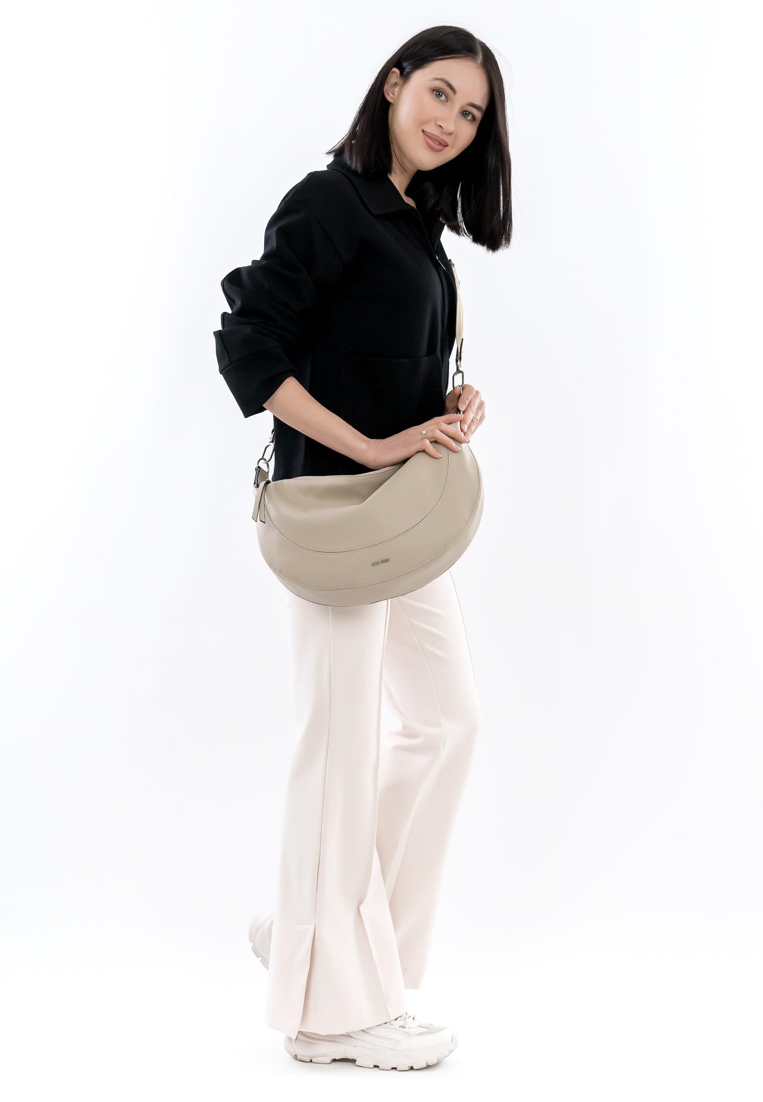 SURI FREY Kimberly Crossbody Umhängetasche Beige Breitgurt