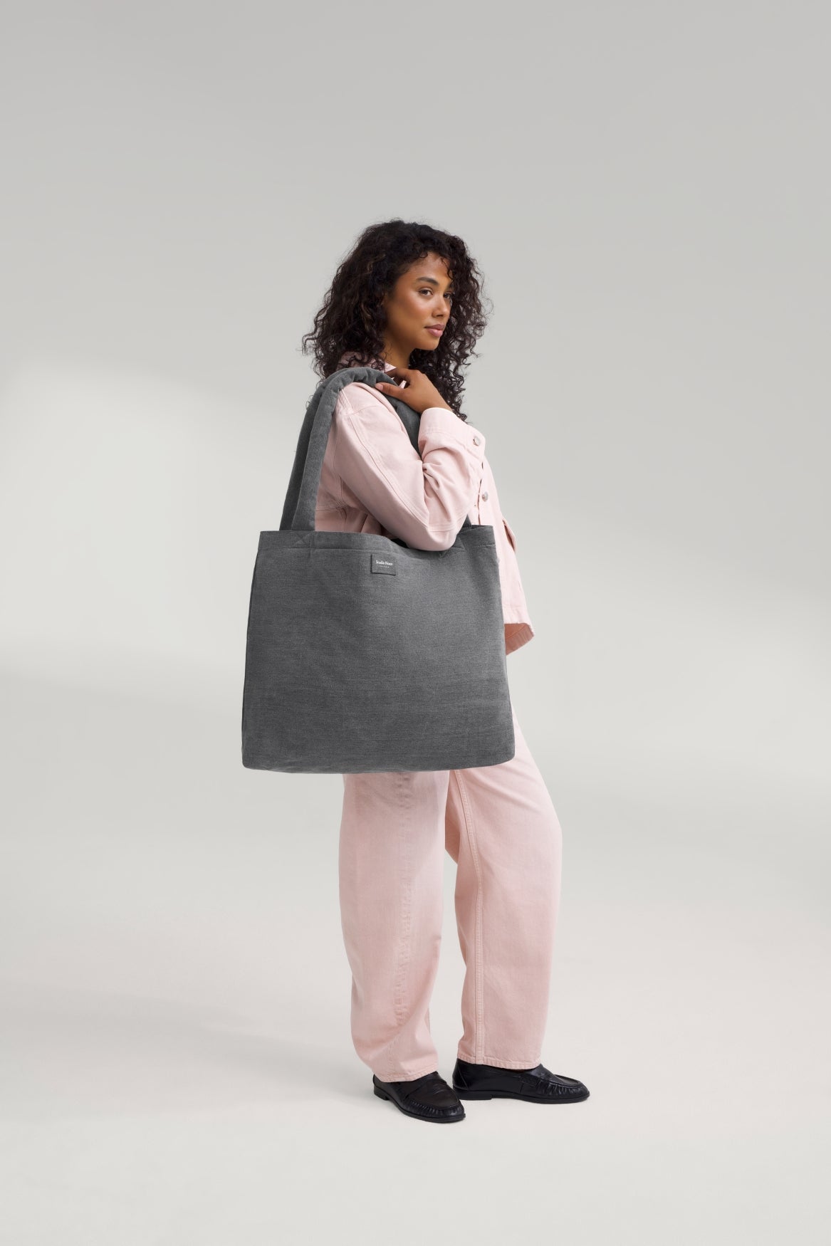 Studio Noos Denim Mom Bag Shopper Grau Jeansstoff