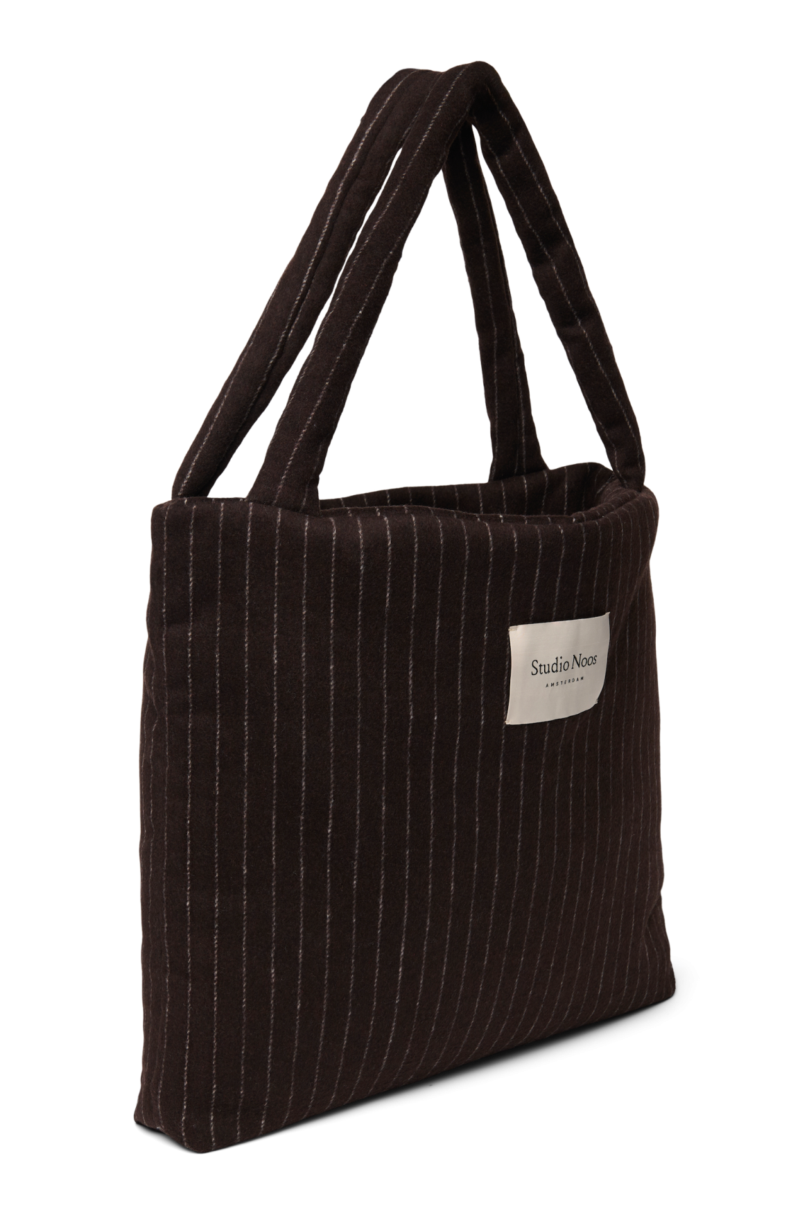 Studio Noos Flannel Chalkstripe Mom Bag Shopper Braun Flanell