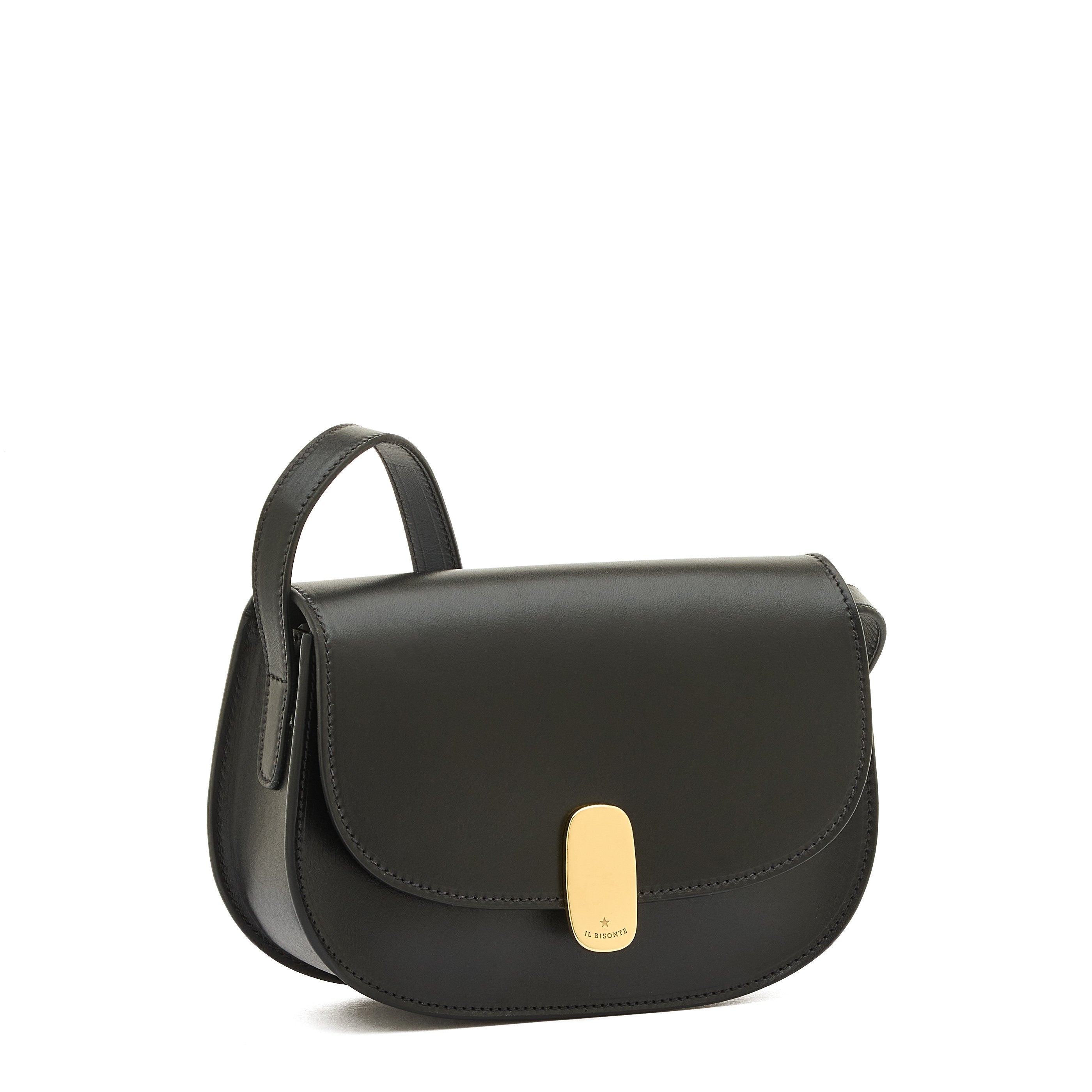 Il Bisonte Atelier Umhängetasche Schwarz Glattleder