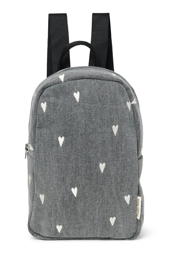 Studio Noos Denim Mini Backpack 1090 Rucksack Grey Hearts