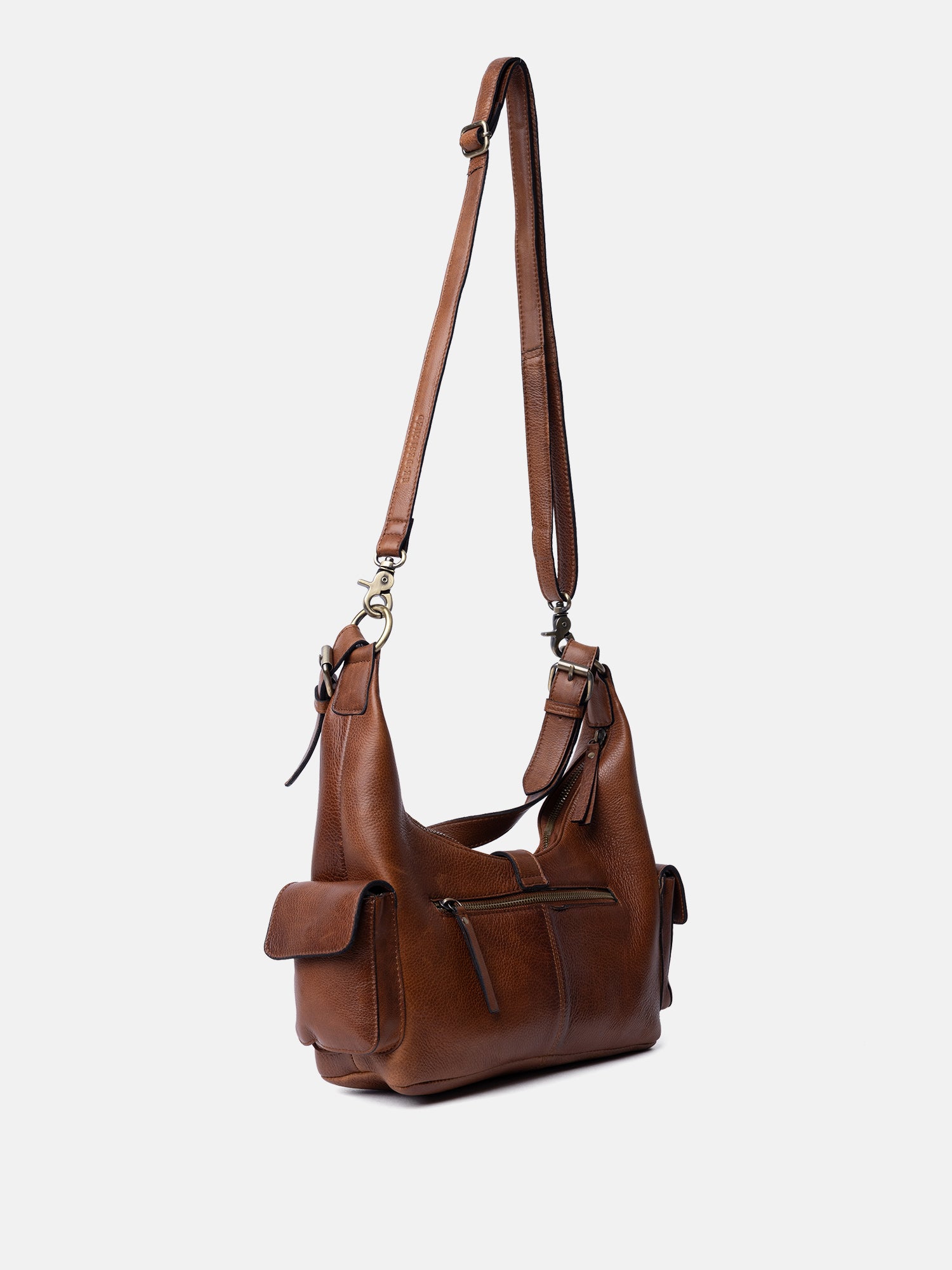 RE:DESIGNED Solvej Medium Schultertasche Walnut Vollleder