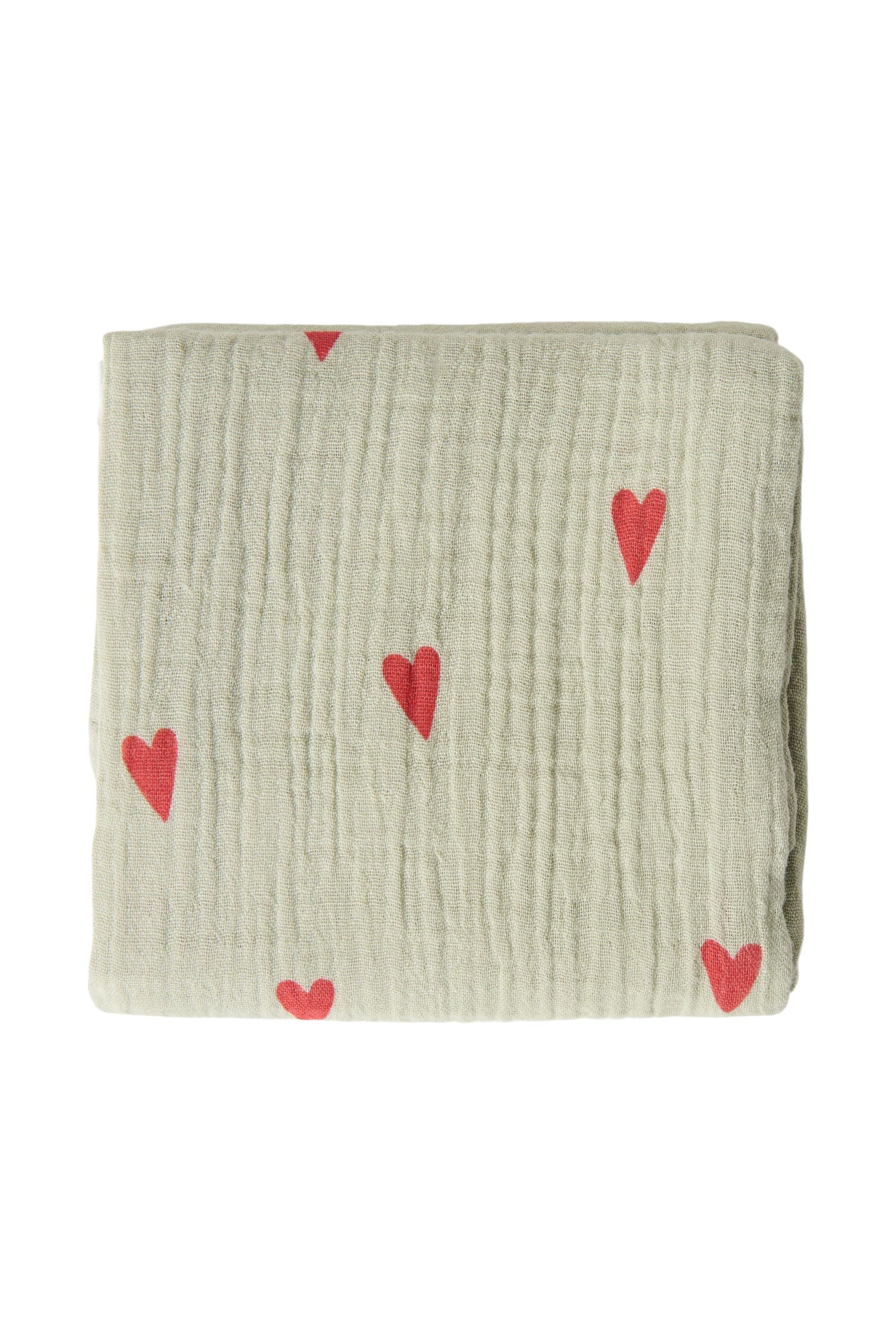 Studio Noos Swaddle Print Medium Spucktuch Green Hearts