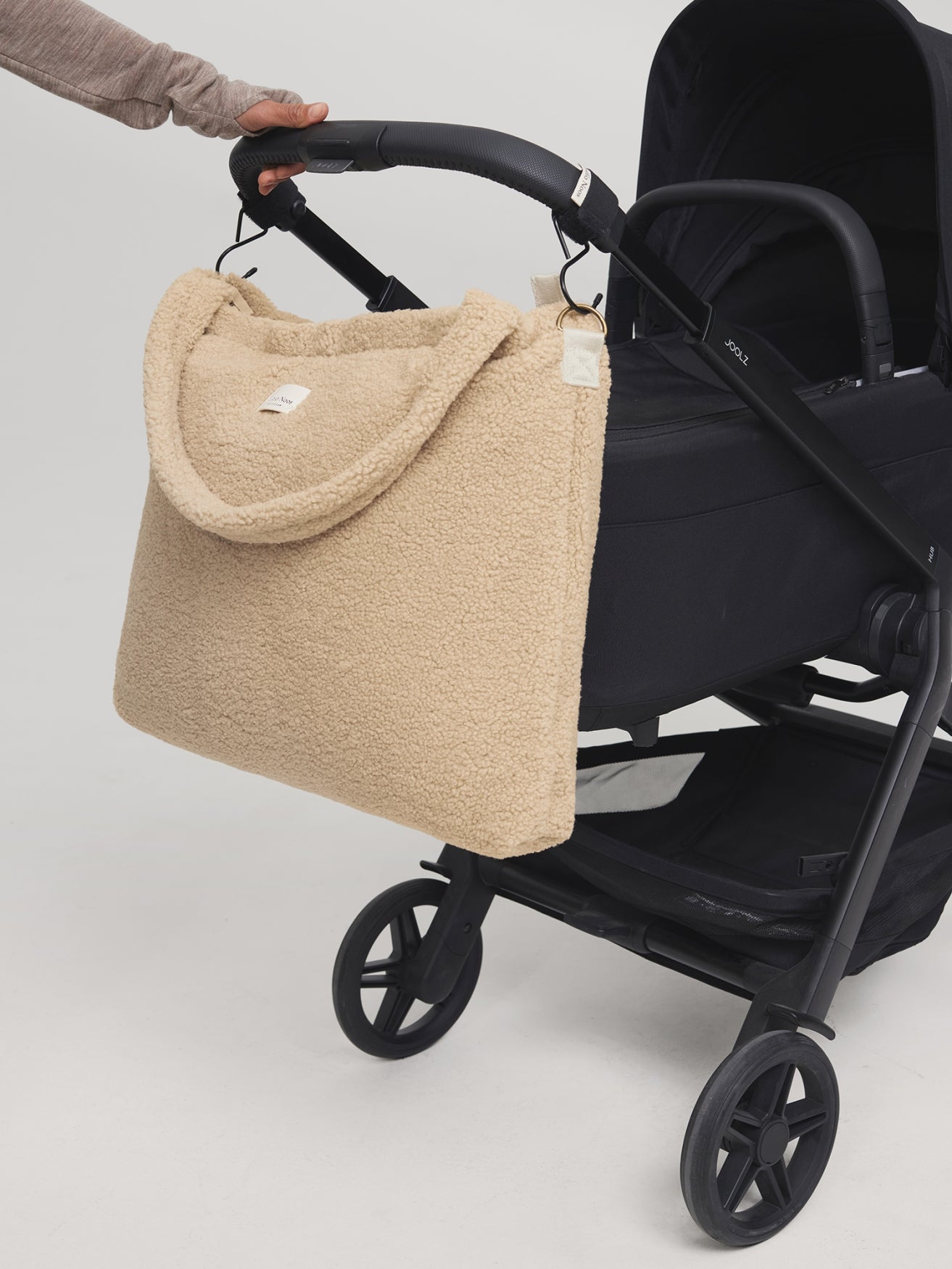 Studio Noos Teddy Wickeltasche Ecru mit Flaschenhalter Teddystoff
