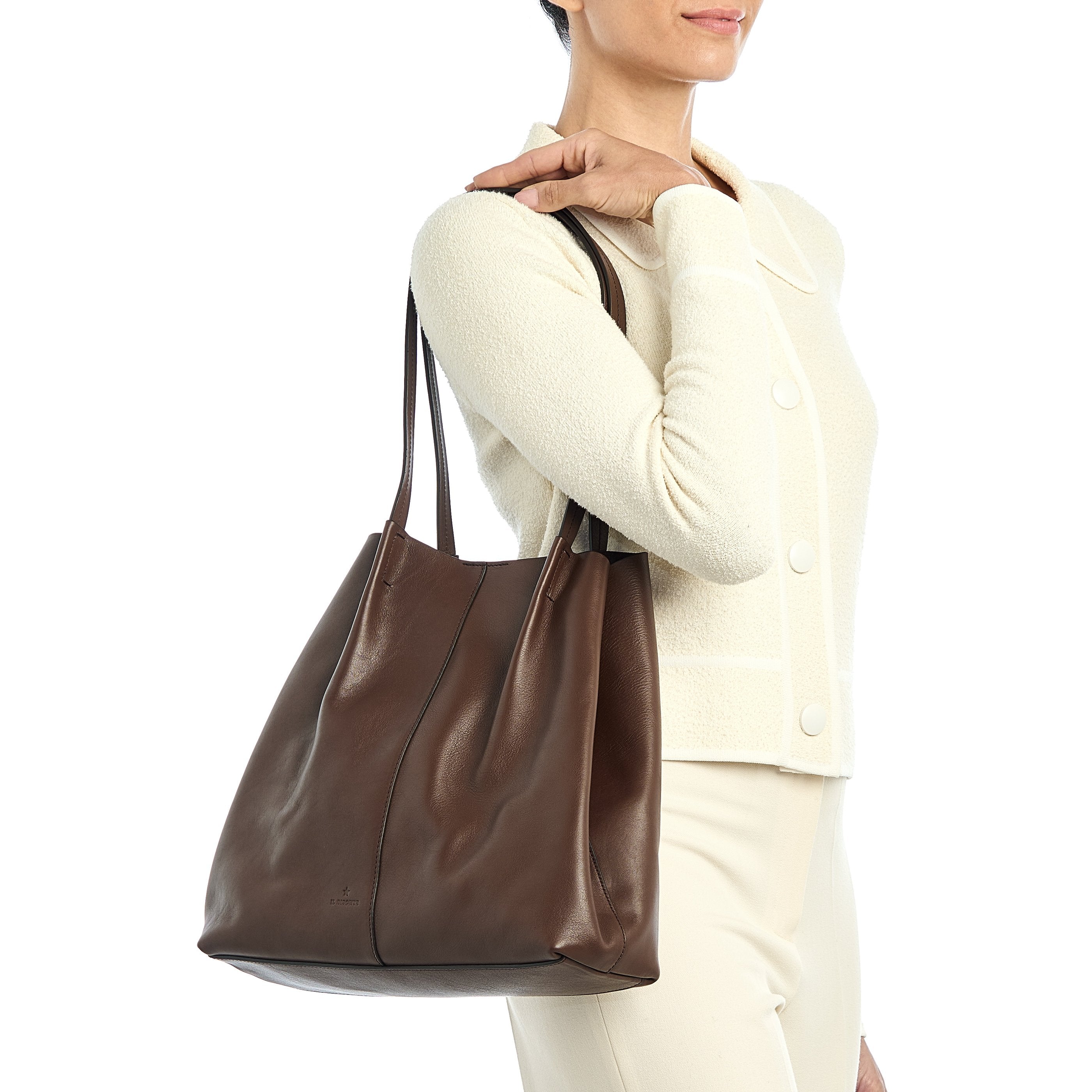 Il Bisonte Nina Shopping Tote Leder tabak Pouch
