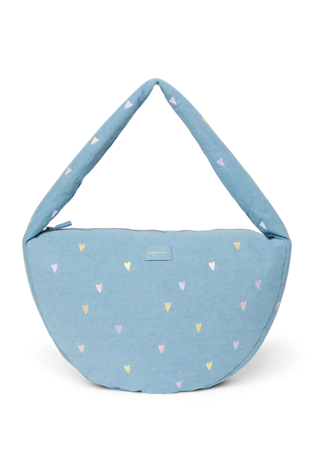 Studio Noos Denim Cross Body Bag Umhängetasche Light Blue Hearts